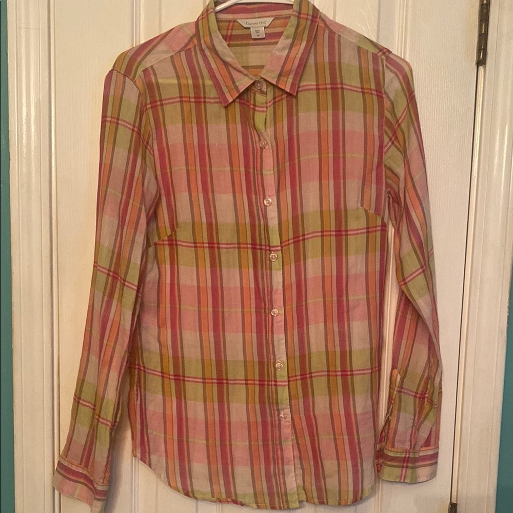 Garnet Hill Multicolor Plaid Top